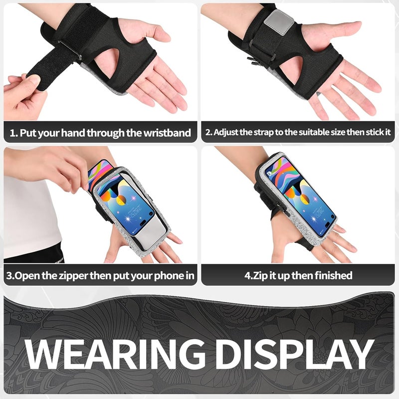 Kebrela Wristband Phone Holder for Running, Running Armband with Card Slot for iPhone Pro Max Plus (16/15/14/13/12/11/X/XR), for Galaxy S24/S10, Cell Phone Armband Up to 7.0'' Phone - Image 5